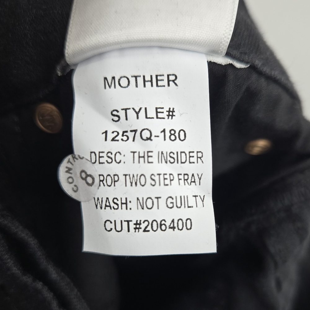 Mother Insider Crop Step Fray Not Guilty Black Denim - Picture 13 of 16